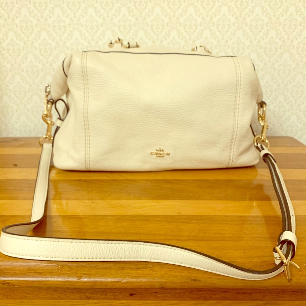 Brand new white leather coach tote